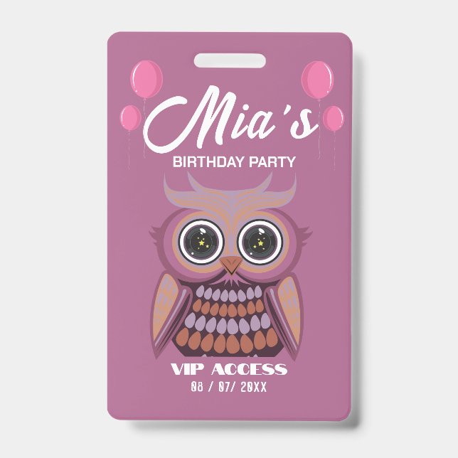 Birthday Party VIP Access Badge ID Badge (Front)