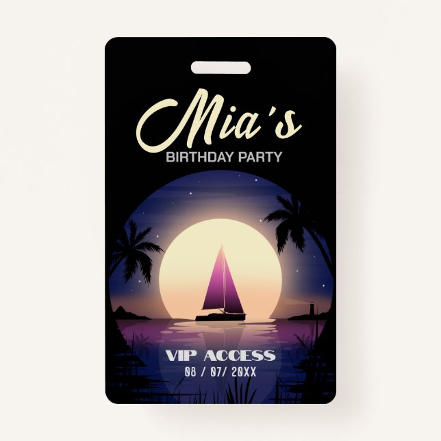 Birthday Party VIP Access Badge ID Badge (Back)