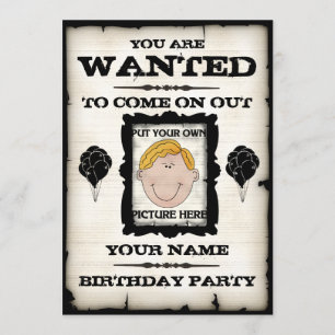 Birthday Party Wanted Invitations
