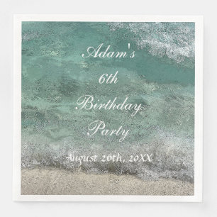 Birthday Party Water Abstract Art Custom Name Age Napkin