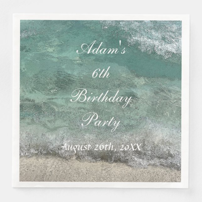 Birthday Party Water Abstract Art Custom Name Age Napkin (Front)