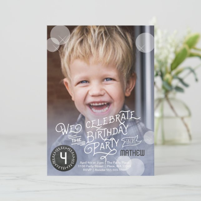 Birthday Party Watercolor | Invitations Boy (Standing Front)