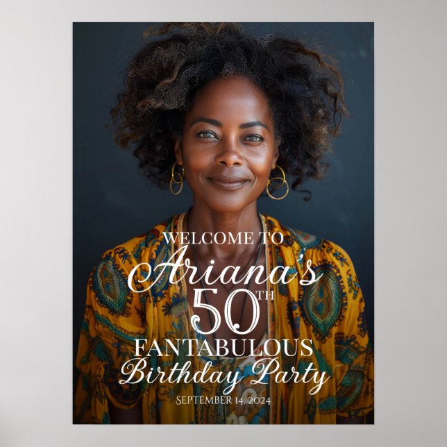 Birthday party welcome sign with photo (Front)