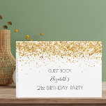 Birthday party white gold confetti name guest book<br><div class="desc">A guestbook for a feminine and glamorous 50th (or any age) birthday.  A white background with faux gold confetti.  Personalize and add a name and age 50. The name is written with a modern hand lettered style script. 
Spine: add your own text.</div>