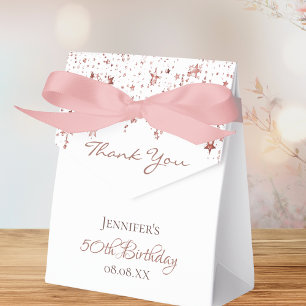 Birthday Party white rose gold stars thank you Favour Box