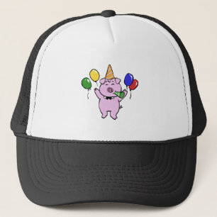 Birthday party with a cute pig choose back colour trucker hat