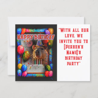 Birthday party with capybara new and interesting  postcard