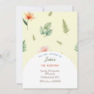 Birthday party with cute dinosaurs invitation