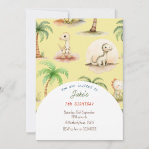 Birthday party with cute dinosaurs invitation