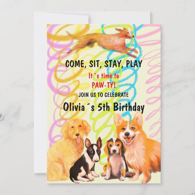 Birthday party WITH DOGGY FRIENDS Invitation (Front)