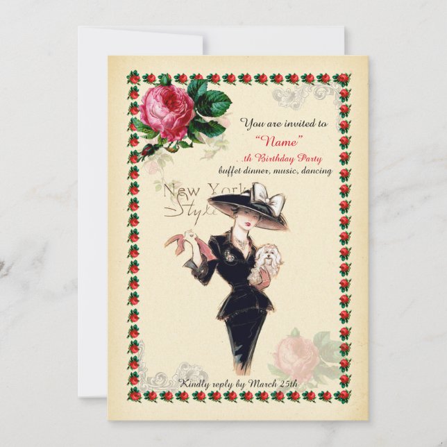 Birthday Party woman Any age, Gatsby, Art-Deco Invitation (Front)