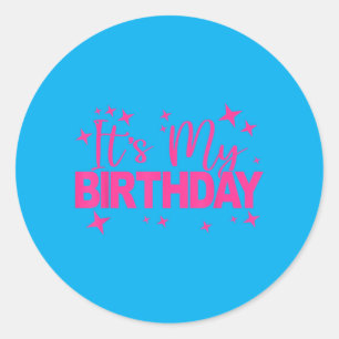 Birthday Party Women And Girls Cute Pink Birthday Classic Round Sticker