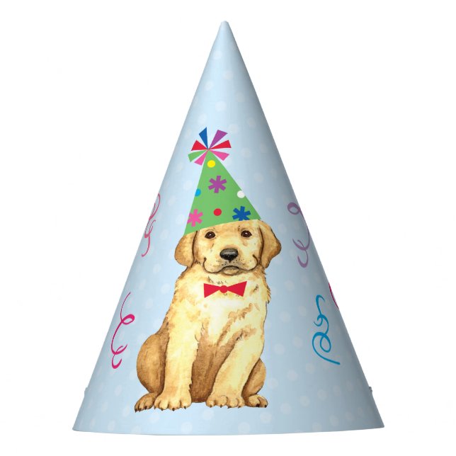 Birthday Party Yellow Lab Party Hat (Front)