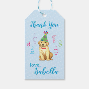 Birthday Party Yellow Lab Thank You Gift Tags