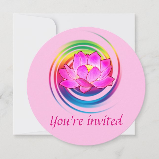 Birthday Party Yoga Lotus Flower Rainbow Design Invitation (Front)