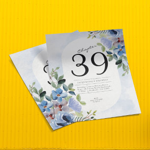 Birthday Pastel Blue Floral Invitation Flyer