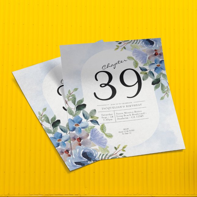 Birthday Pastel Blue Floral Invitation Flyer (Creator Uploaded)