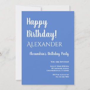 Birthday Pastel Blue Happy Birthday Invitation