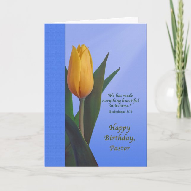 Birthday, Pastor, Golden Tulip Flower Card (Front)