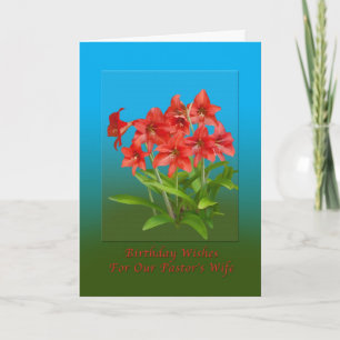 Birthday, Pastor’s Wife, Red Day Lilies Card