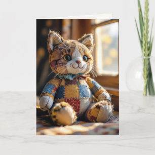 Birthday Patchwork Quilt Cat In Window Card