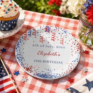 Birthday patriotic USA red white blue Paper Plate