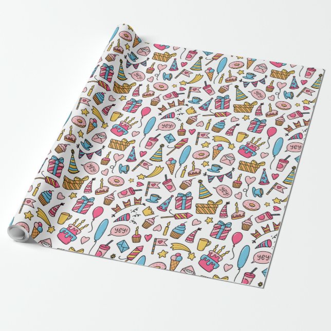 Birthday pattern wrapping paper (Unrolled)