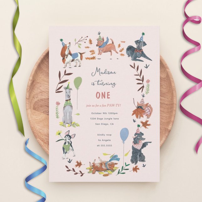 Birthday Paw-ty cute puppy dogs  Invitation (Creator Uploaded)