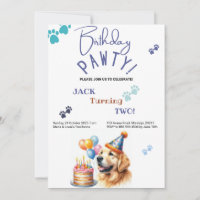 Birthday Pawty Golden Retriever Dog Birthday