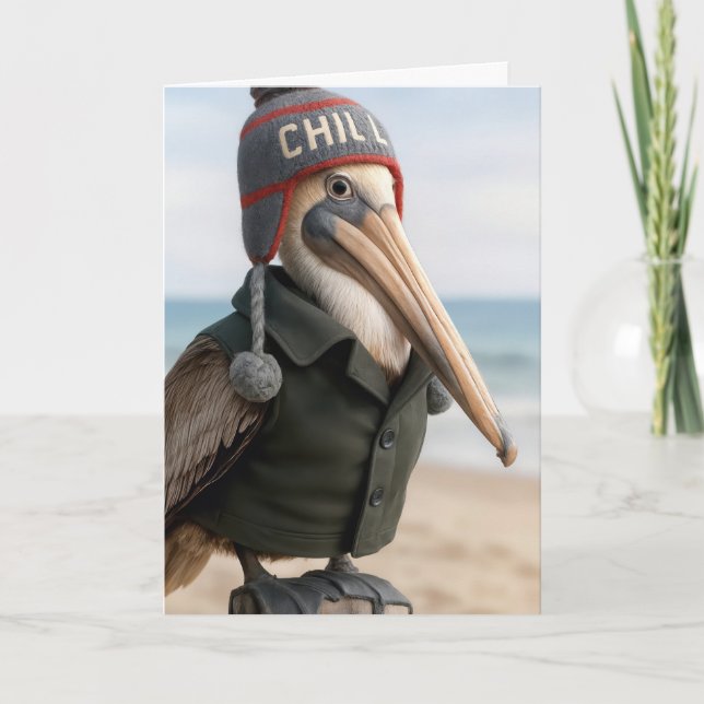 Birthday Pelican Humor Card (Front)