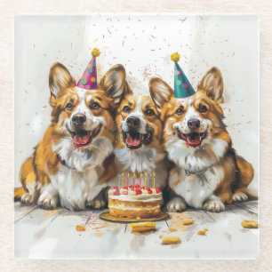 Birthday Pembroke Welsh Corgi Dogs Glass Coaster