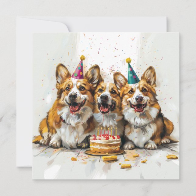 Birthday Pembroke Welsh Corgi Dogs Invitation (Front)