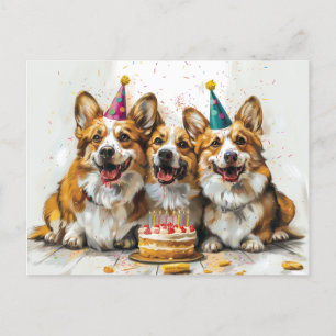 Birthday Pembroke Welsh Corgi Dogs Postcard