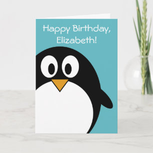 Birthday Penguin Customisable Card