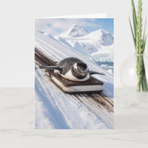Birthday Penguin on Ice Cream Sandwich Sled Card