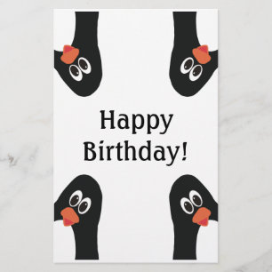 Birthday Penguins in the corner Funny and cute Stationery