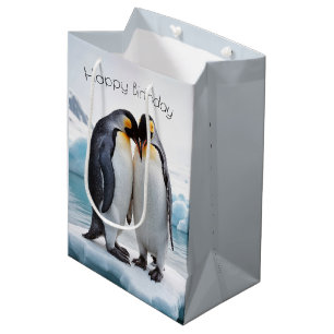 Birthday Penguins On A Glacier Medium Gift Bag