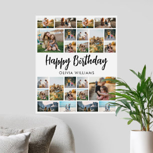 Birthday Personalised 24 Photo Collage Poster