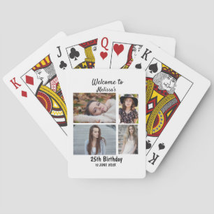 Birthday Personalised 4 Photo Collage Playing Cards