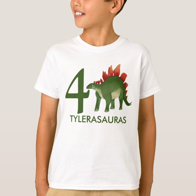 Birthday Personalised Dinosaur Shirt, 4th birthday T-Shirt (Front)