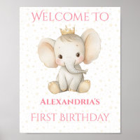  Birthday Personalised Princess Elephant Welcome