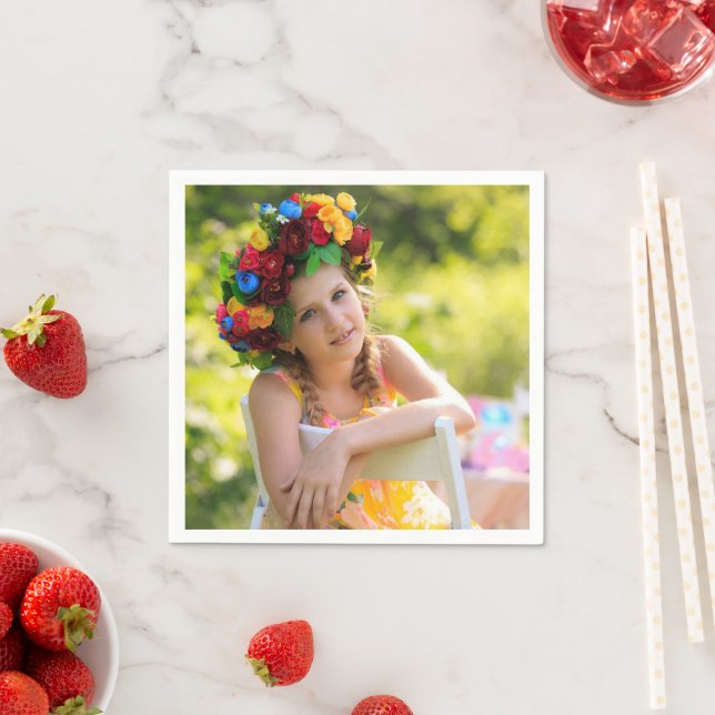 Birthday Personalized Photo Text Design Cocktail  Napkin (Insitu)