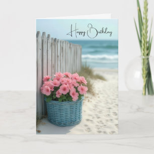 Birthday Petunia Beach Basket  Card