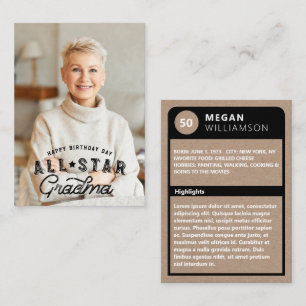 Birthday Photo & All-Star Grandma Baseball Card