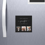 Birthday photo best friends black white magnet<br><div class="desc">A card from friends for a woman's 21st (or any age) birthday, celebrating her life with 3 of your photos of her, her friends, family, interest or pets. Personalize and add her name, age 21 and your names. White colored letters. A chic classic black background color. Her name is written...</div>