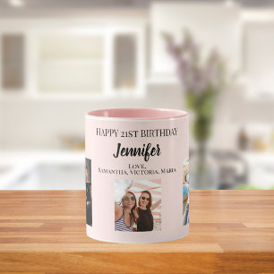 Birthday photo best friends blush pink mug