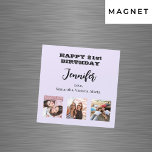 Birthday photo best friends lavender violet magnet<br><div class="desc">A card for a 21st (or any age) birthday, celebrating her life with 3 of your photos of friends, family, interest or pets. Personalise and add a name, age 21 and your names. Black coloured letters. A lavender, violet coloured background. The name is written with a modern hand lettered style...</div>