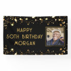 Birthday Photo Black Gold Stars Custom Color