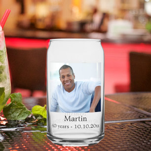 Birthday photo can glass