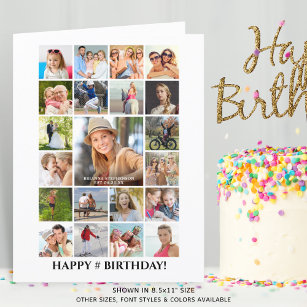 Birthday Photo Collage 22 Pictures Any Age Custom Card